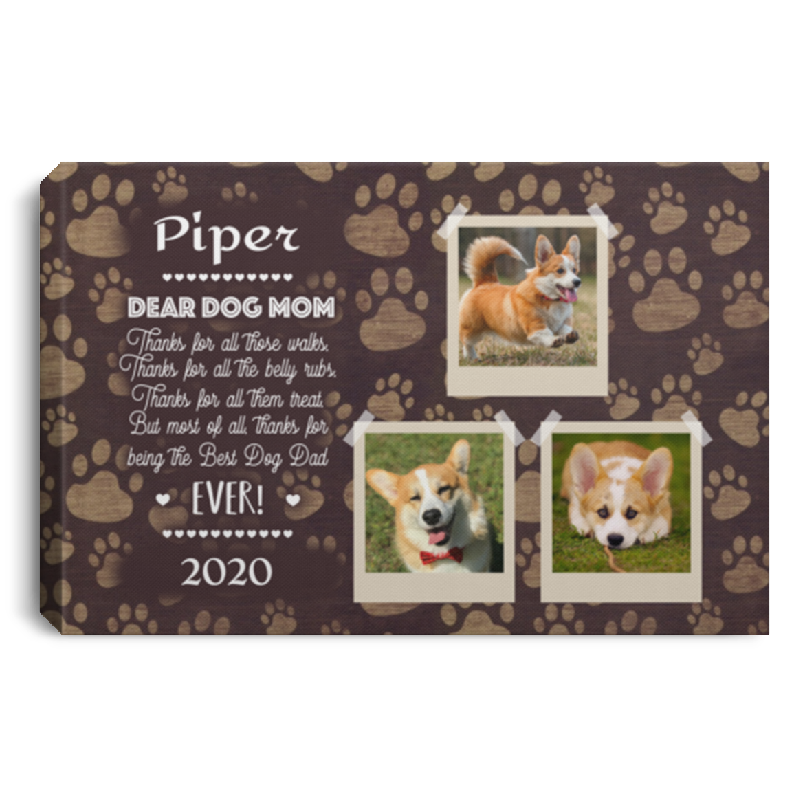 Custom Photo Dog Mom Memorial Gallery Wrapped Framed Canvas Prints - Unframed Poster - Home Decor Wall Art, White, 0.75'' Framed Canvas