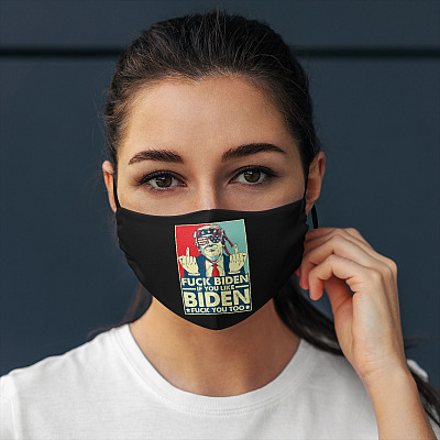 Alternative view of Trump Middle Finger Biden And You If You Like Biden Washable Reusable Custom - Printed Cloth Face Mask Cover