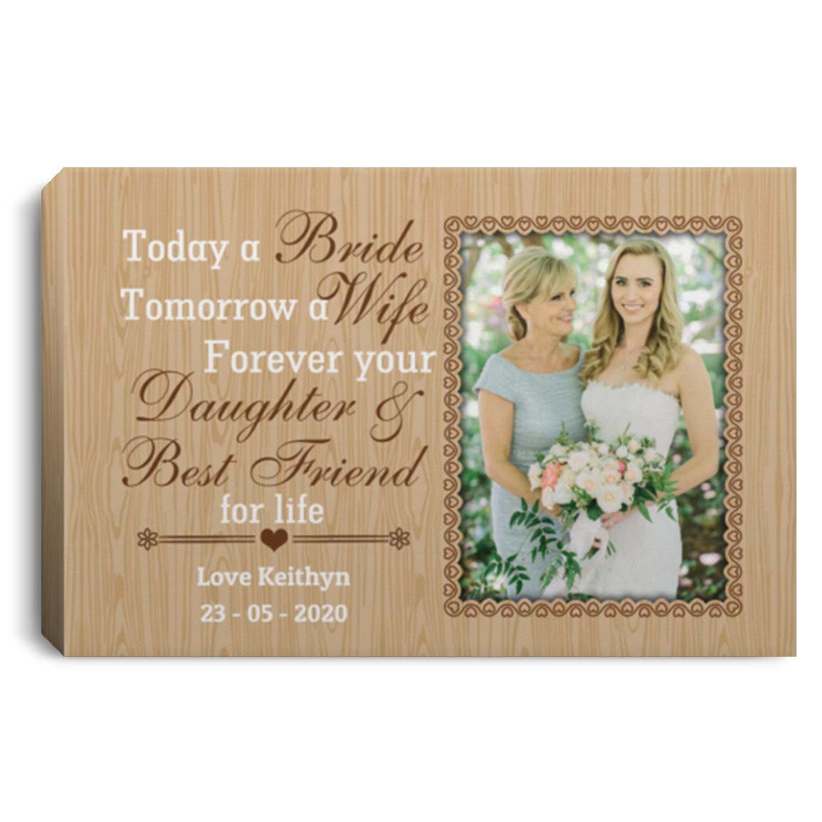 Custom Photo Forever Your Daughter Wrapped Framed Canvas Prints - Unframed Poster - Home Decor Wall Art, White, 0.75'' Framed Canvas