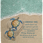 Turtles Sea I Choose You To Do Life With Hand I Hand Side By Side Husband Wife Fleece Blanket - Mink Sherpa Blanket, White, Cozy Plush Fleece Blanket - 50x60
