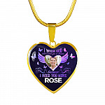 Custom Photo God Wants You I Need You Here with Me in Loving Memory Sayings Heart Pendant Necklace - Heart Luxury Necklace (Gold Plated)