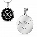 Strong Is Beautiful Funny Fitness Weightlifting Luxury Circle Pendant Necklace - Funny Fitness Gifts Necklace - Circle Luxury Necklace (Silver)