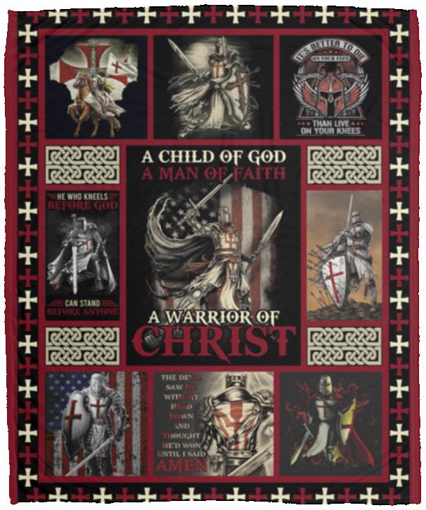 Knight A Child of God Blanket, White, Cozy Plush Fleece Blanket - 50x60 Knight A Child of God Blanket, White, Cozy Plush Fleece Blanket - 50x60