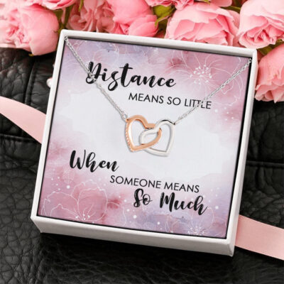 Alternative view of Distance Means So Little When Someone Means So Much Interlocking Hearts Pendant Necklace