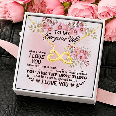 Alternative view of To My Wife When I Tell You I Love You Remind You That You Are The Best Thing Infinity Heart Pendant Necklace