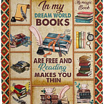 In My Dream World Books Blanket, White, Cozy Plush Fleece Blanket - 50x60 In My Dream World Books Blanket, White, Cozy Plush Fleece Blanket - 50x60