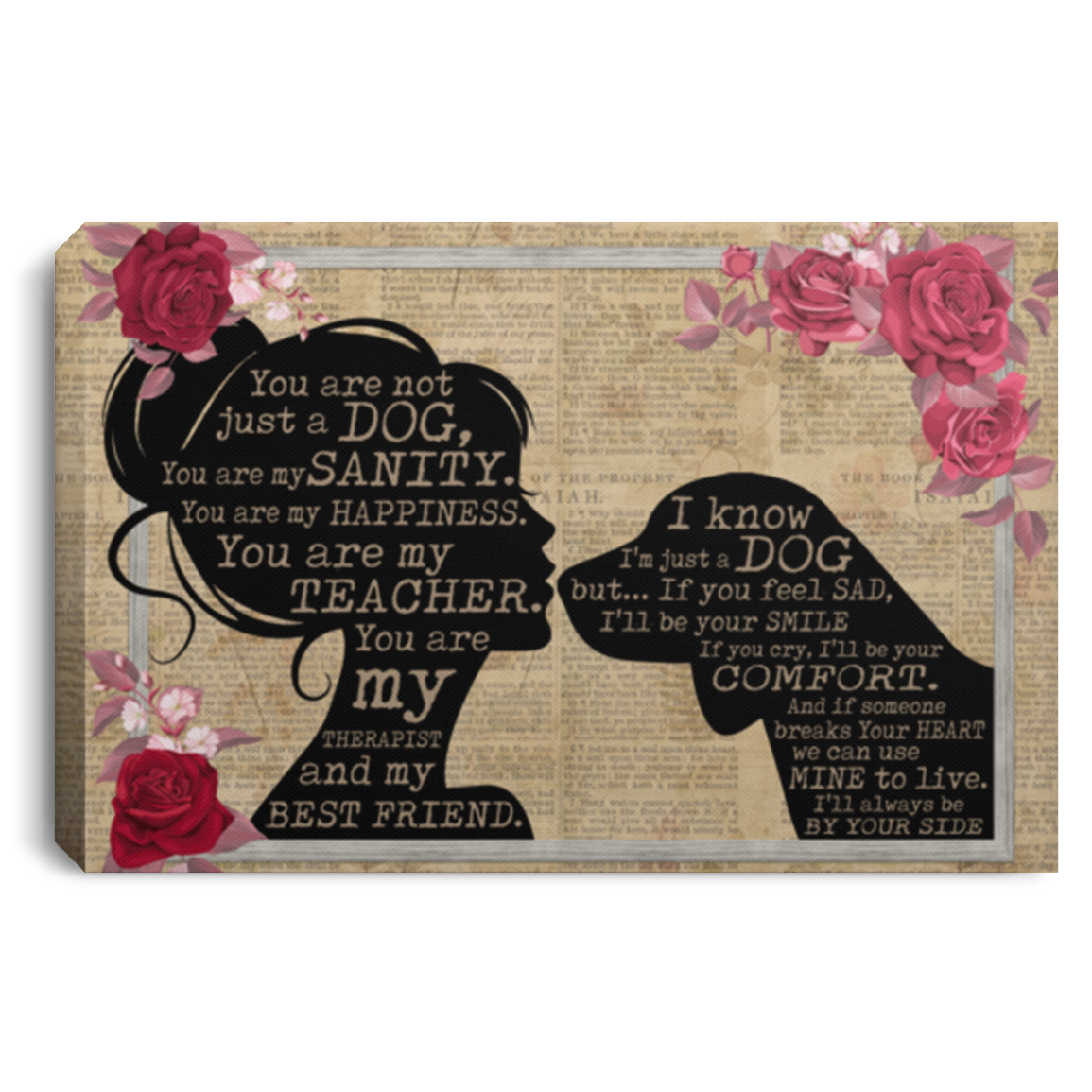Beagle You Are Not Just A Dog You Are My Sanity Framed Canvas Prints - Unframed Poster - Home Decor Wall Art, White, 0.75'' Framed Canvas