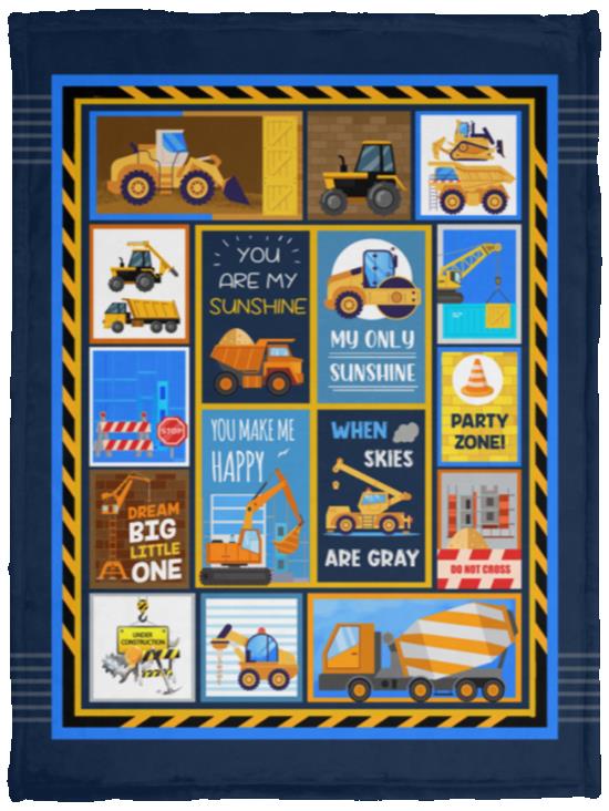 Heavy Equipment To My Son Blanket, White, Cozy Plush Fleece Blanket - 30x40