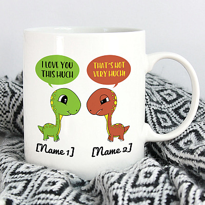 Alternative view of Personalized Apatosaurus Dinosaur I Love You This Much That's Not Very Much Couple Valentine's Day Coffee Mug