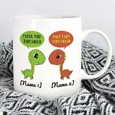 Alternative view of Personalized Apatosaurus Dinosaur I Love You This Much That's Not Very Much Couple Valentine's Day Coffee Mug
