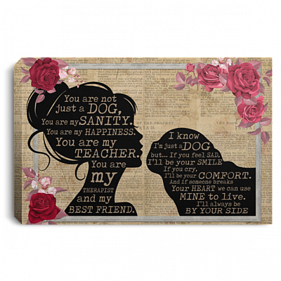 Pug You Are Not Just A Dog You Are My Sanity Framed Canvas Prints - Unframed Poster - Home Decor Wall Art, White, 0.75'' Framed Canvas