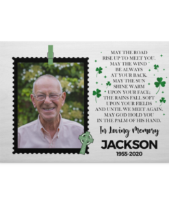 Custom Photo Irish Blessing Sympathy Framed Canvas - May The Road Rise Up To Meet You Unframed Poster, White, 0.75'' Framed Canvas