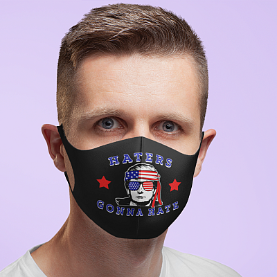 Alternative view of Haters Gonna Hate Donald Trump Washable Reusable Custom Printed Cloth Face Mask Cover