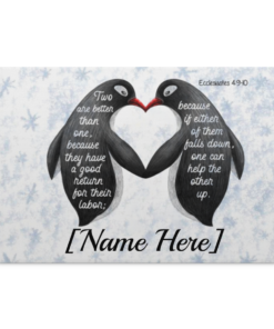 Personalized Penguin Love Framed Canvas - Two Are Better Than One They Have Good Return Unframed Poster, White, 0.75'' Framed Canvas