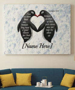 Alternative view of Personalized Penguin Love Framed Canvas - Two Are Better Than One They Have Good Return Unframed Poster