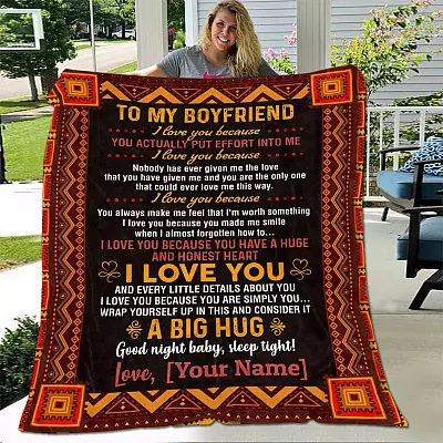 Alternative view of Personalized to My Boyfriend I Love You Because You Actually Put Effort into Me Fleece - Mink Sherpa - Woven Blanket