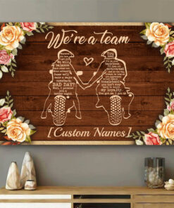 Alternative view of Personalized Biker Couple We're a Team Whatever You Lack I Got You Wrapped Framed Canvas Prints - Unframed Poster