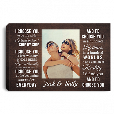 Personalized Photo I Choose You to Do Life with Hand in Hand Side by Side Framed Canvas - Unframed Poster, White, 0.75'' Framed Canvas