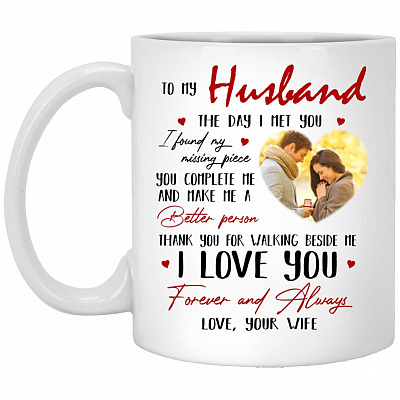 Personalized Photo To My Husband Mug, White, 11 oz. White Mug