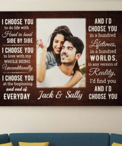 Alternative view of Personalized Photo I Choose You to Do Life with Hand in Hand Side by Side Framed Canvas - Unframed Poster