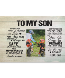 Personalized Photo Motocross To My Son Wherever Your Journey In Life May Take You Canvas Prints - Unframed Poster, White, 0.75'' Framed Canvas