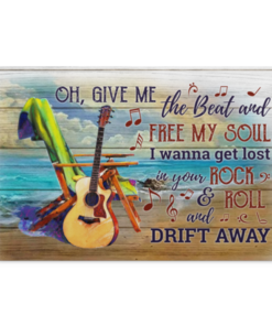 Oh Give Me the Beat and Free My Soul I Wanna Get Lost in Your Rock and Roll Framed Canvas - Unframed Poster, White, 0.75'' Framed Canvas