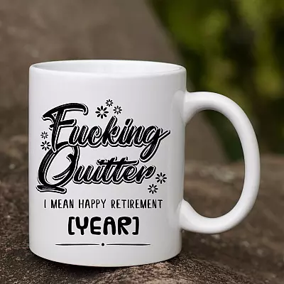Alternative view of Customized Fucking Quitter I Mean Happy Retirement Coffee Mug - Beer Stein - Water Bottle - Color Changing Mug
