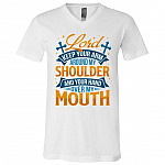 Lord Keep Your Arm Around, White, V-Neck T-Shirt