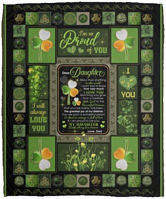 Irish Dad Dear Daughter, White, Cozy Plush Fleece Blanket - 50x60