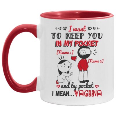 Personalized Accent Mug, White/Red, 11 oz. Accent Mug