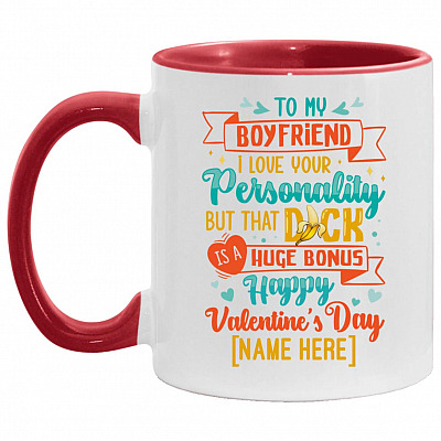 Personalized To My Boyfriend Accent Mug, White/Red, 11 oz. Accent Mug
