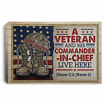 Personalized A Veteran and His Commander-In-Chief Live Here Framed Canvas - Unframed Poster, White, 0.75'' Framed Canvas