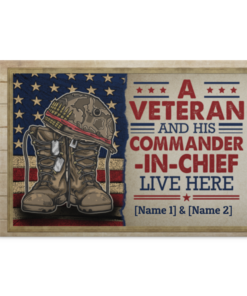 Personalized A Veteran and His Commander-In-Chief Live Here Framed Canvas - Unframed Poster, White, 0.75'' Framed Canvas