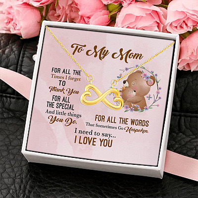 To My Wonderful Mom I Need To Say To I Love You Infinity Heart Pendant Necklace