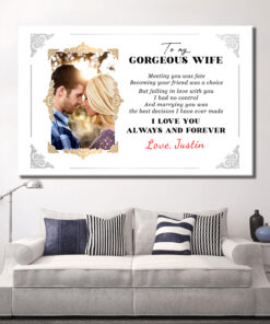 Alternative view of Personalized Photo To My Gorgeous Wife Meeting You Was Fate Framed Canvas Prints - Unframed Poster