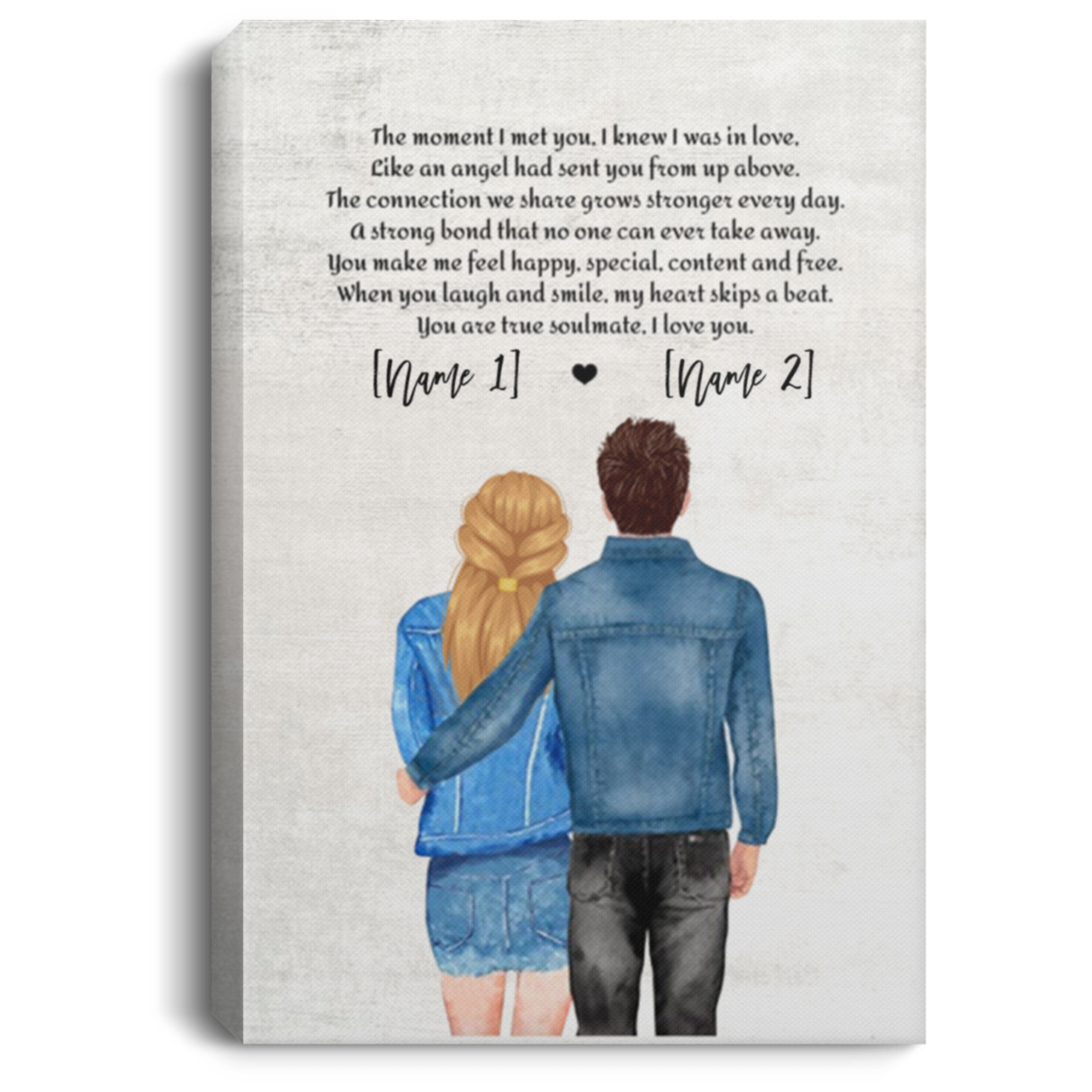 Personalized Couple Anniversary Framed Canvas - You Are My True Soulmate I Love You Unframed Poster, White, 0.75'' Framed Canvas