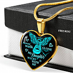 Never Walk Alone My Daughter Walks With Me Heart Pendant Necklace - Grief Gifts for Loss of Daughter - Heart Luxury Necklace (Gold Plated)