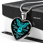 Never Walk Alone My Daughter Walks With Me Heart Pendant Necklace - Grief Gifts for Loss of Daughter - Heart Luxury Necklace (Silver)
