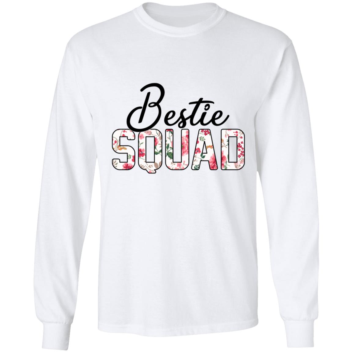 Personalized Bestie Squad Matching Hoodie - Sweatshirt - Long Sleeve Shirt - Best Friends Gift Shirt, White, G240 LS Ultra Cotton T-Shirt