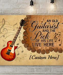 Alternative view of Personalized An Old Guitarist And The Pick Of His Life Live Here Framed Canvas - Unframed Poster