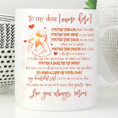 Alternative view of Personalized to My Daughter You Are the Beat of My Heart Ceramic Coffee Mug - Beer Stein - Water Bottle