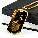 From Buckin' Man Her Bug To My Wife His Doe You Are The Best Hunt Happy Deer Couple Quote Dog Tag Necklace - Dog Tag (Gold Plated)