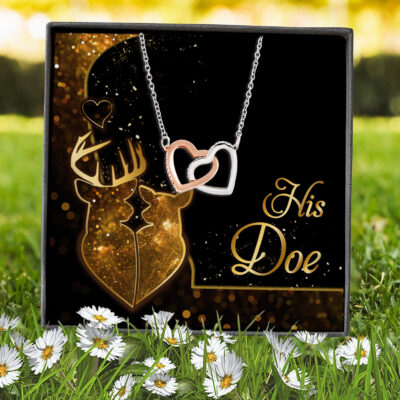 From Buckin' Man To My Wife You Are Best Hunt Happy Deer Couple His Doe Quote Interlocking Hearts Necklace
