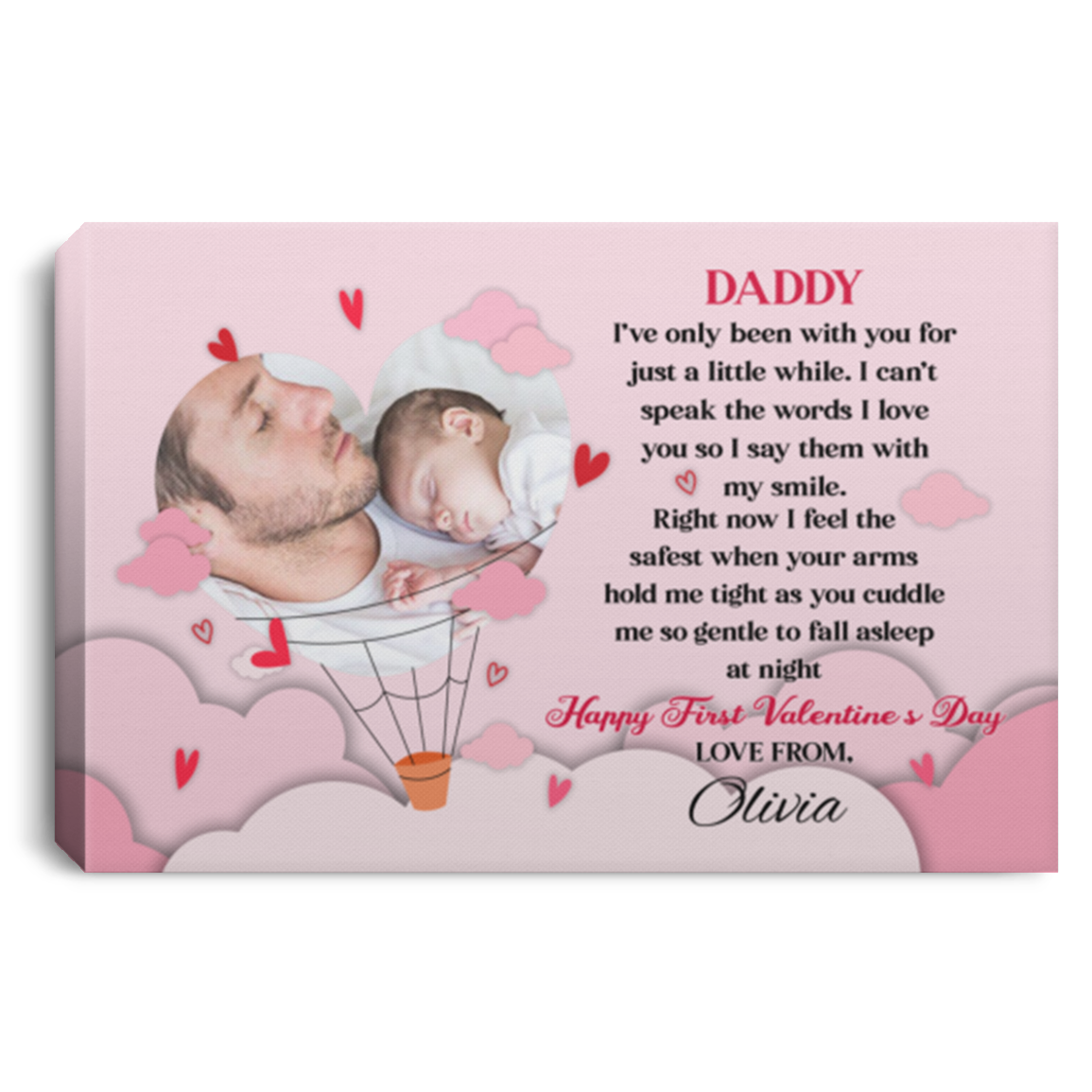 Personalized Photo Daddy I've only Been with You for Just a Little While Framed Canvas - Unframed Poster, White, 0.75'' Framed Canvas