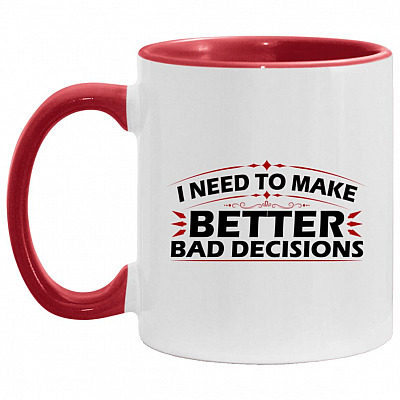 Decisions Accent Mug, White/Red, 11 oz. Accent Mug