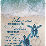 Sea Turtle I Choose You and I'll Blanket, White, Cozy Plush Fleece Blanket - 50x60