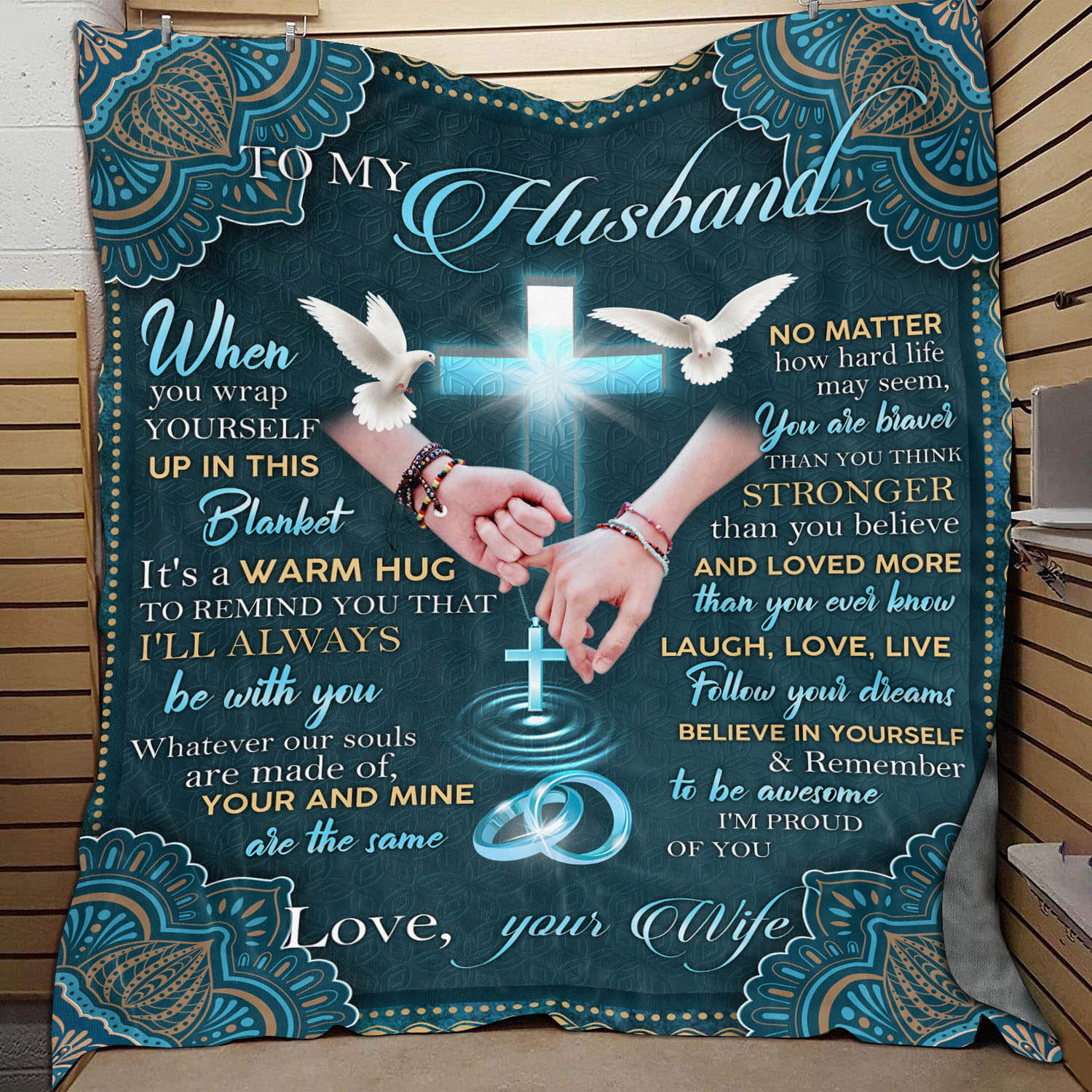 2VT. To My Husband When You Wrap Yourself blanket mockup