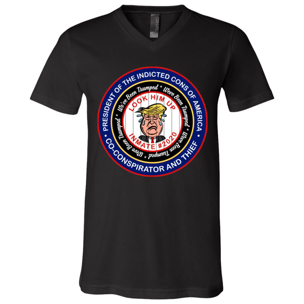 Anti Trump Lock Him T-Shirt - V Neck, Black, V-Neck T-Shirt