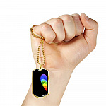 LGBT Rainbow Heart Matching Couple Dog Tag Pendant Necklace Valentine's Gifts - Dog Tag (Gold Plated)