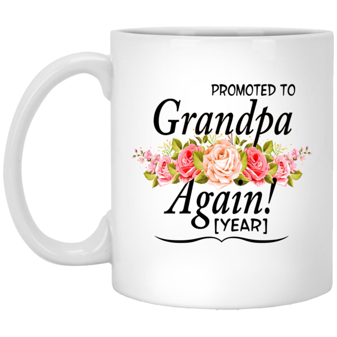 Personalized Promoted To Grandpa Again Mug, White, 11 oz. White Mug